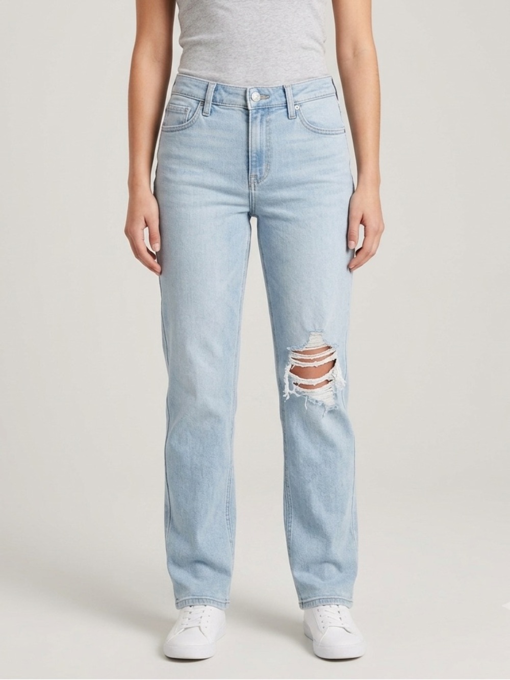 Hollister Low Rise 90s Vintage Straight Jeans 3R W26 Distressed Light Wash